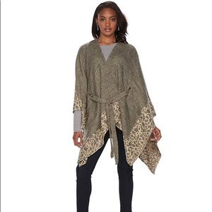 Apt. 9® Leopard Print Trim Belted Ruana